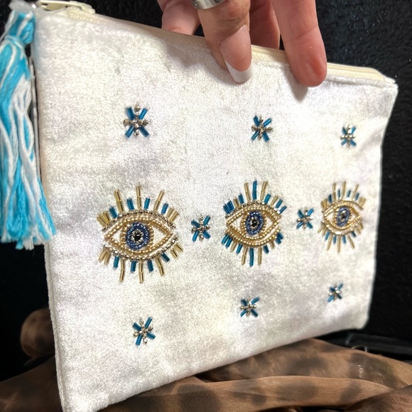 👁️MADE IN INDIA Handcrafted Embellished Embroidered Eye Design Clutch👁️-NWT - Picture 8 of 14